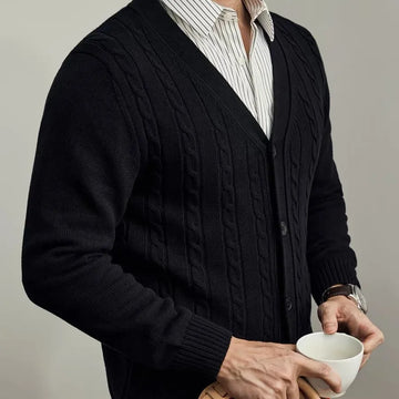 Casual Knitted Sweater Men's Fashion Outerwear V-Neck Autumn New Style American Trendy Brand Knit Cardigan Leisure Coat